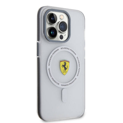 iPhone 15 Pro Kılıf Ferrari Orjinal Lisanslı M-safe Şarj Özellikli Kontrast Bumper SF Ring Kapak