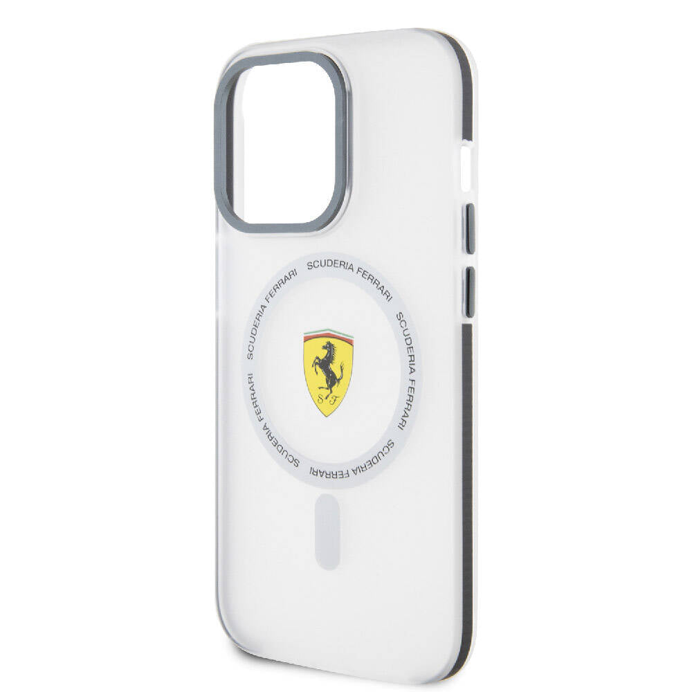 iPhone 15 Pro Kılıf Ferrari Orjinal Lisanslı M-safe Şarj Özellikli Kontrast Bumper SF Ring Kapak