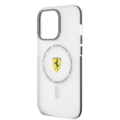 iPhone 15 Pro Kılıf Ferrari Orjinal Lisanslı M-safe Şarj Özellikli Kontrast Bumper SF Ring Kapak