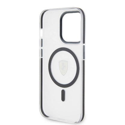 iPhone 15 Pro Kılıf Ferrari Orjinal Lisanslı M-safe Şarj Özellikli Kontrast Bumper SF Ring Kapak