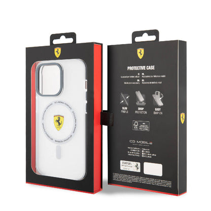 iPhone 15 Pro Kılıf Ferrari Orjinal Lisanslı M-safe Şarj Özellikli Kontrast Bumper SF Ring Kapak