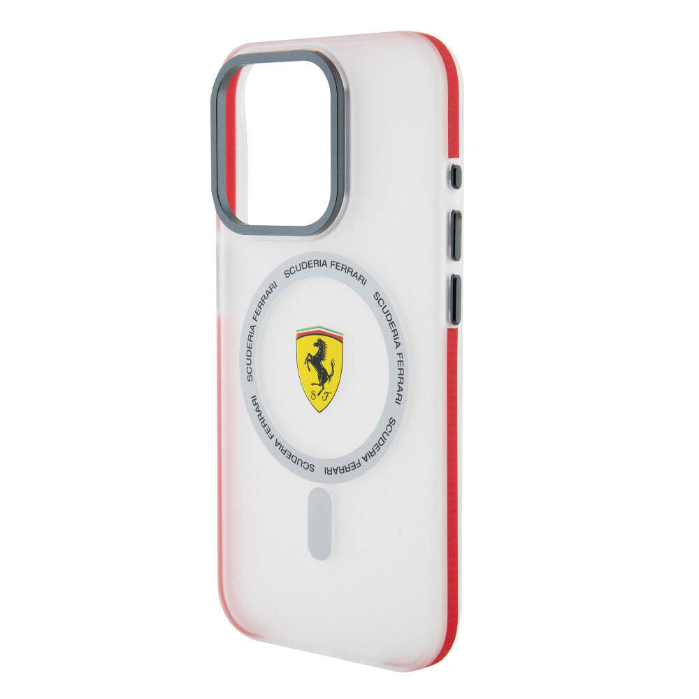 iPhone 15 Pro Kılıf Ferrari Orjinal Lisanslı M-safe Şarj Özellikli Kontrast Bumper SF Ring Kapak
