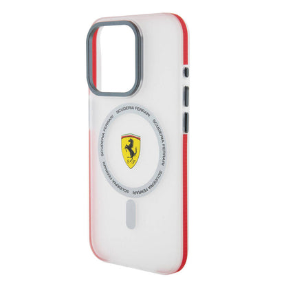 iPhone 15 Pro Kılıf Ferrari Orjinal Lisanslı M-safe Şarj Özellikli Kontrast Bumper SF Ring Kapak