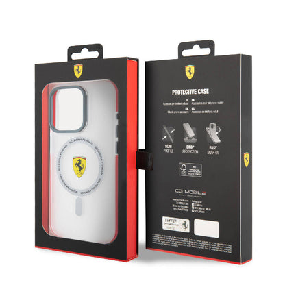 iPhone 15 Pro Kılıf Ferrari Orjinal Lisanslı M-safe Şarj Özellikli Kontrast Bumper SF Ring Kapak