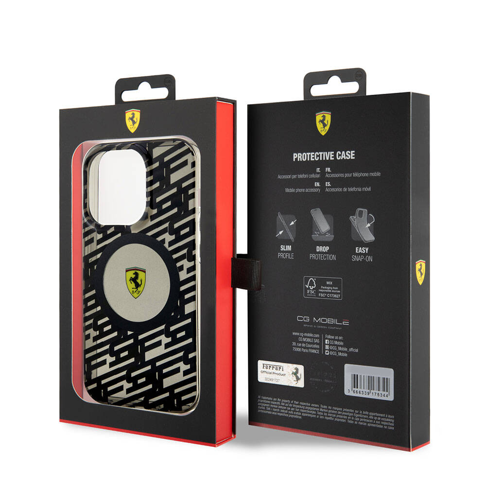 iPhone 15 Pro Kılıf Ferrari Orjinal Lisanslı M-safe Şarj Özellikli Multi SF Kapak