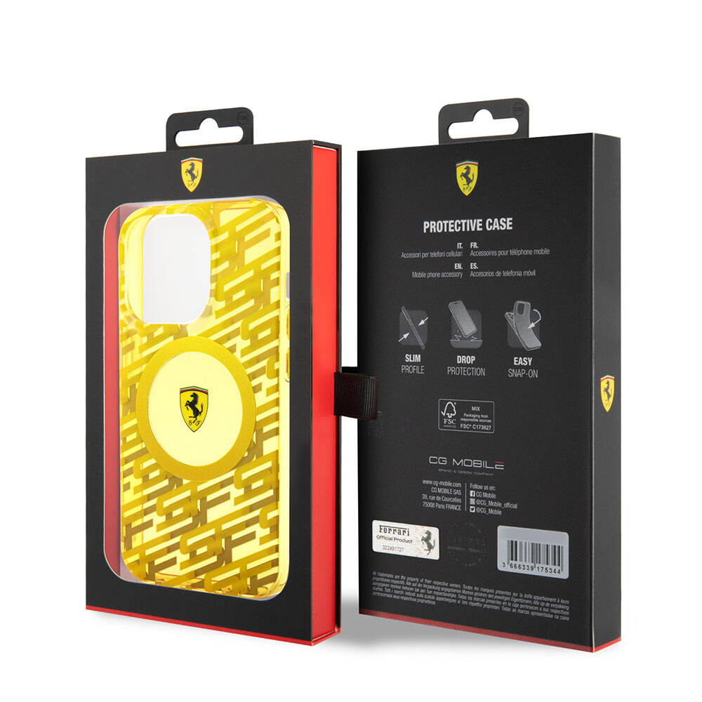 iPhone 15 Pro Kılıf Ferrari Orjinal Lisanslı M-safe Şarj Özellikli Multi SF Kapak