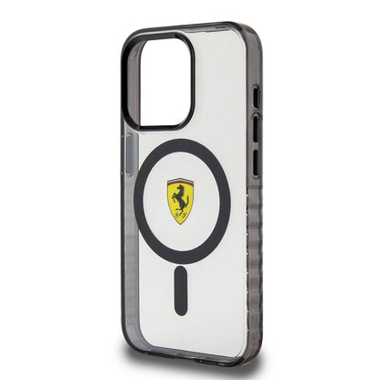 iPhone 15 Pro Kılıf Ferrari Orjinal Lisanslı M-safe Şarj Özellikli Tırtıklı Kenar Tasarımlı Ortalanmış Logo Kapak
