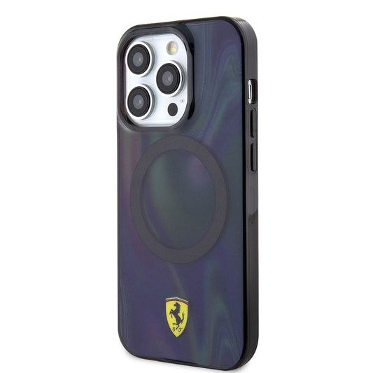 iPhone 15 Pro Kılıf Ferrari Orjinal Lisanslı M-safe Şarj Özellikli Transparan Renk Geçişli Iridescent Kapak