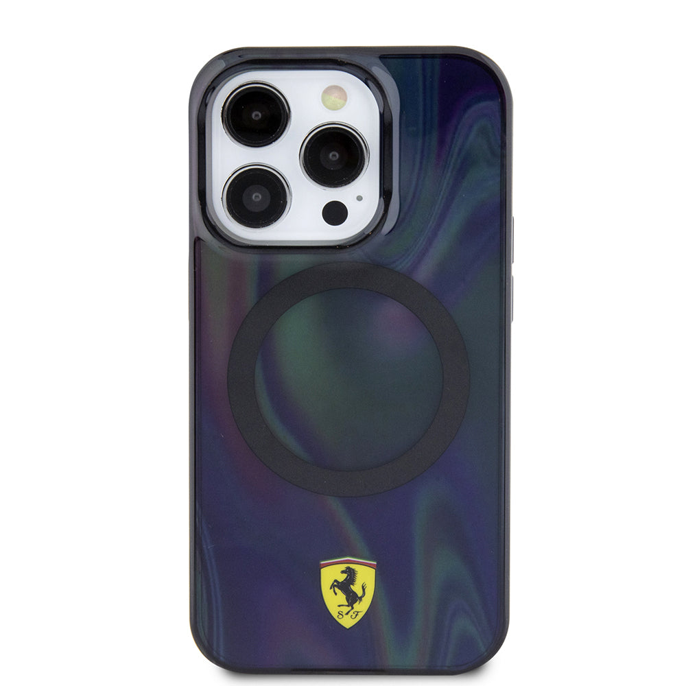 iPhone 15 Pro Kılıf Ferrari Orjinal Lisanslı M-safe Şarj Özellikli Transparan Renk Geçişli Iridescent Kapak