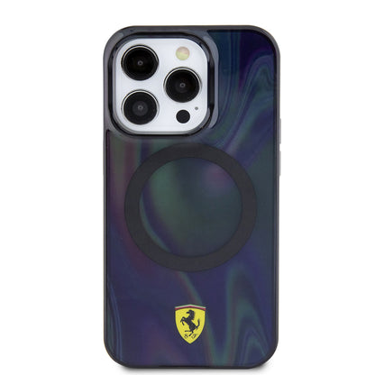 iPhone 15 Pro Kılıf Ferrari Orjinal Lisanslı M-safe Şarj Özellikli Transparan Renk Geçişli Iridescent Kapak