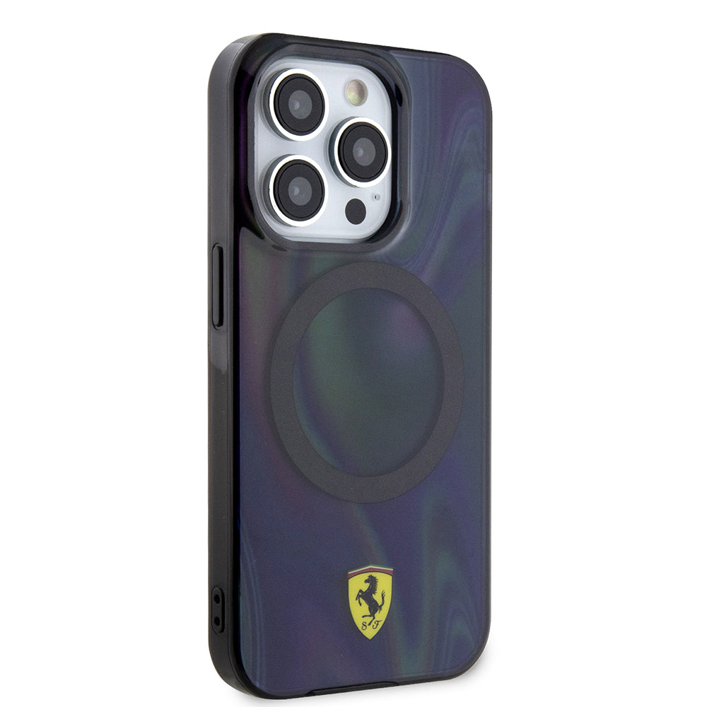 iPhone 15 Pro Kılıf Ferrari Orjinal Lisanslı M-safe Şarj Özellikli Transparan Renk Geçişli Iridescent Kapak