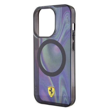 iPhone 15 Pro Kılıf Ferrari Orjinal Lisanslı M-safe Şarj Özellikli Transparan Renk Geçişli Iridescent Kapak