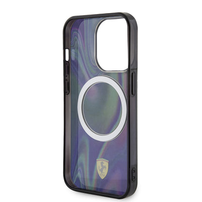 iPhone 15 Pro Kılıf Ferrari Orjinal Lisanslı M-safe Şarj Özellikli Transparan Renk Geçişli Iridescent Kapak