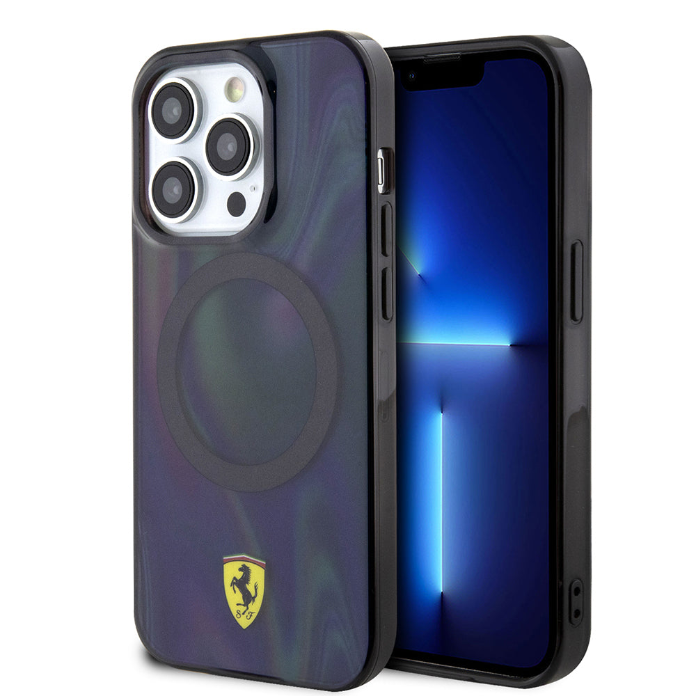 iPhone 15 Pro Kılıf Ferrari Orjinal Lisanslı M-safe Şarj Özellikli Transparan Renk Geçişli Iridescent Kapak
