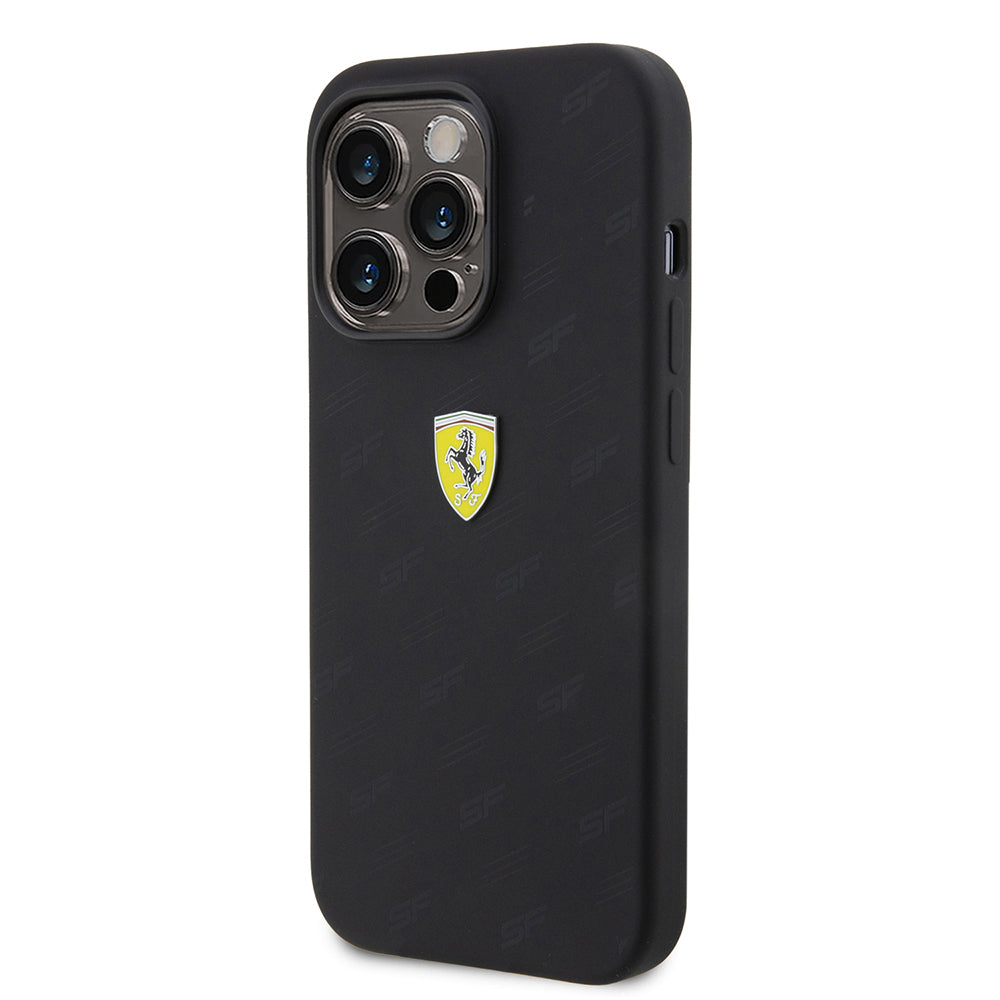 iPhone 15 Pro Kılıf Ferrari Orjinal Lisanslı Metal Logolu SF Yazılı Kapak