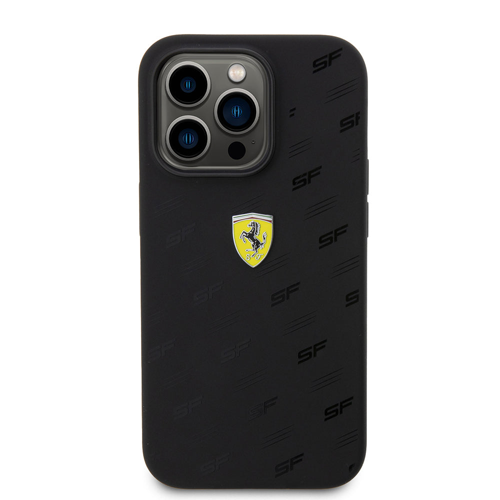 iPhone 15 Pro Kılıf Ferrari Orjinal Lisanslı Metal Logolu SF Yazılı Kapak