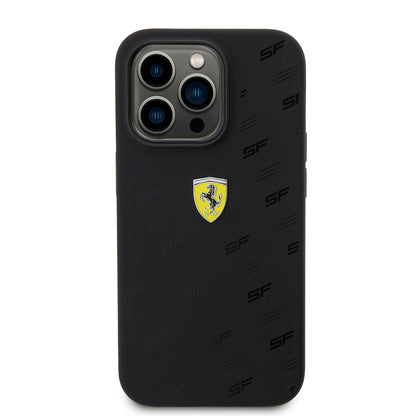 iPhone 15 Pro Kılıf Ferrari Orjinal Lisanslı Metal Logolu SF Yazılı Kapak