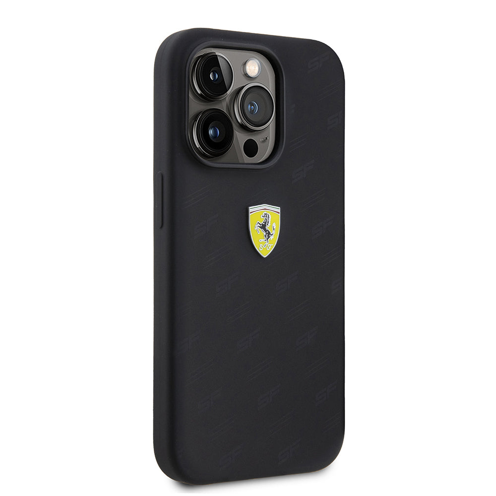 iPhone 15 Pro Kılıf Ferrari Orjinal Lisanslı Metal Logolu SF Yazılı Kapak