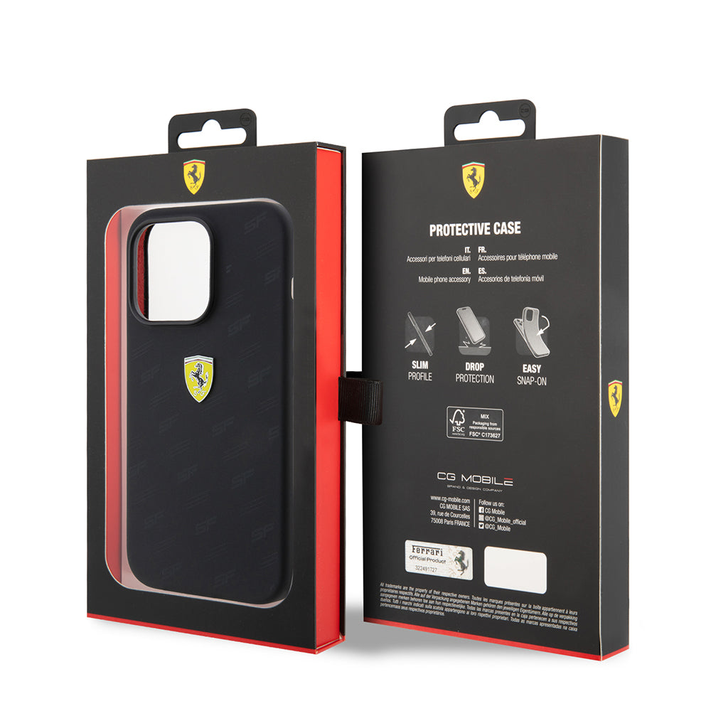iPhone 15 Pro Kılıf Ferrari Orjinal Lisanslı Metal Logolu SF Yazılı Kapak