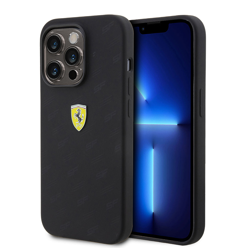iPhone 15 Pro Kılıf Ferrari Orjinal Lisanslı Metal Logolu SF Yazılı Kapak