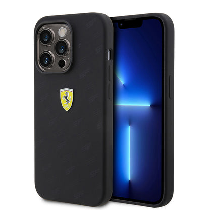 iPhone 15 Pro Kılıf Ferrari Orjinal Lisanslı Metal Logolu SF Yazılı Kapak