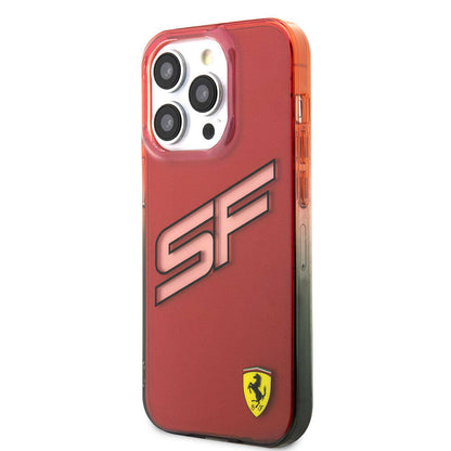iPhone 15 Pro Kılıf Ferrari Orjinal Lisanslı Transparan SF Yazılı Kenarları Renk Geçişli Kapak