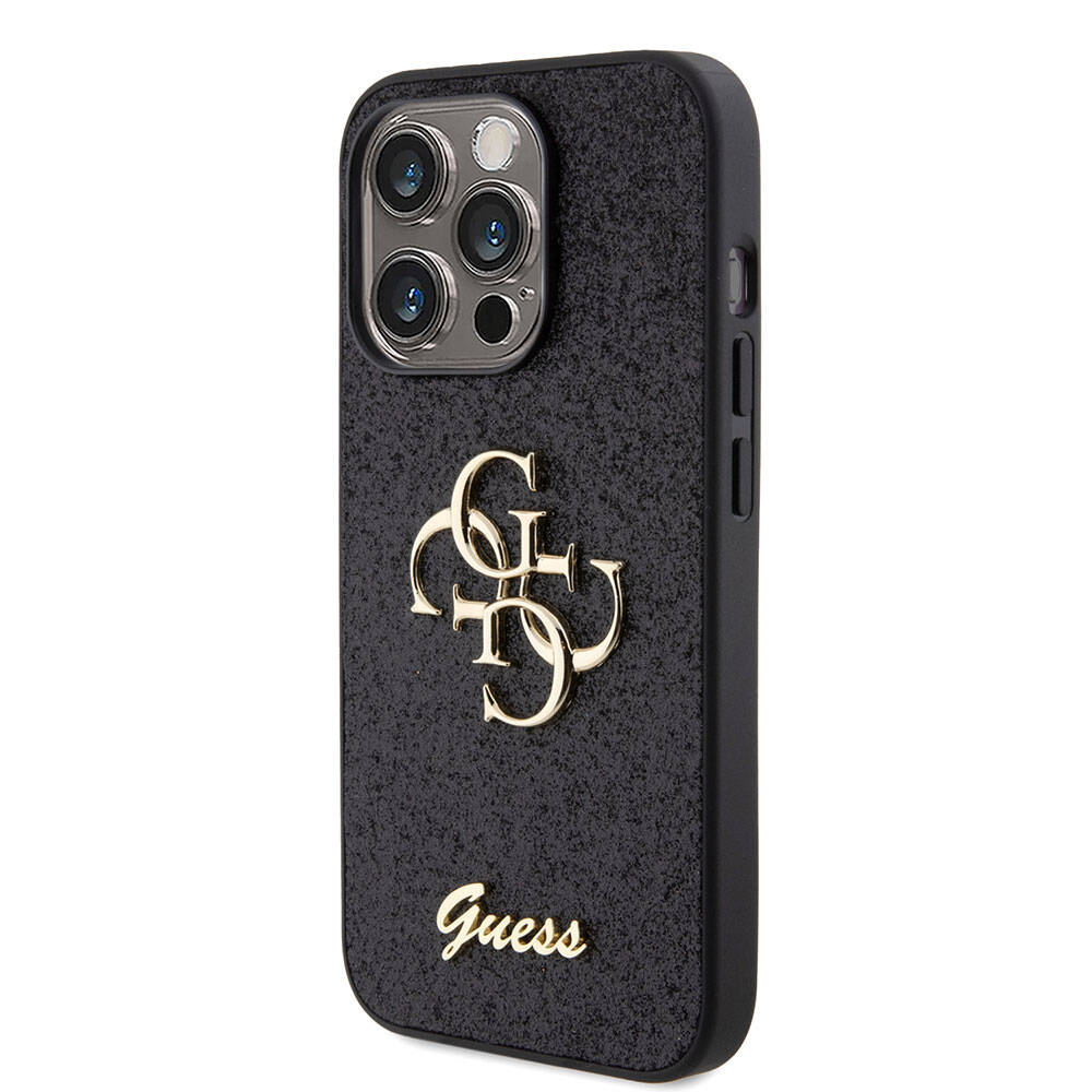 iPhone 15 Pro Kılıf Guess Orjinal Lisanslı 4G Büyük Metal Logolu Glitter Kapak