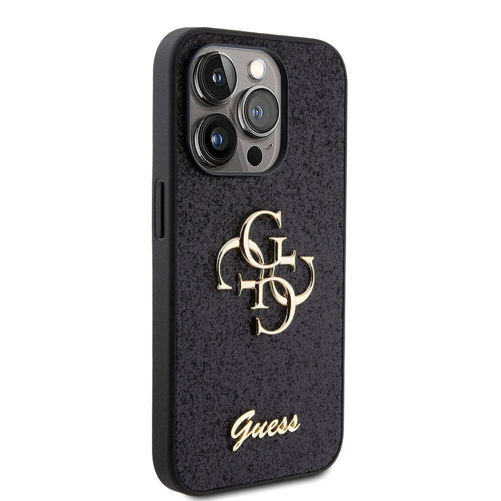 iPhone 15 Pro Kılıf Guess Orjinal Lisanslı 4G Büyük Metal Logolu Glitter Kapak