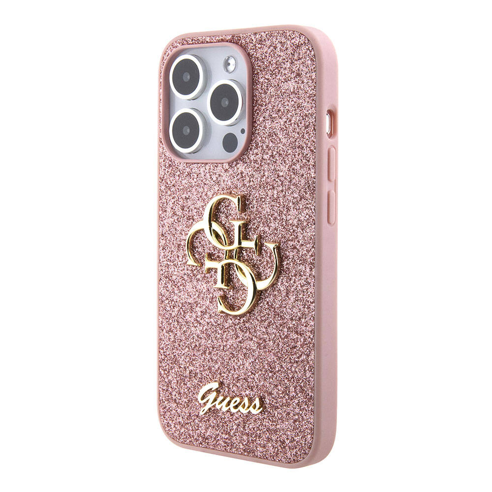 iPhone 15 Pro Kılıf Guess Orjinal Lisanslı 4G Büyük Metal Logolu Glitter Kapak