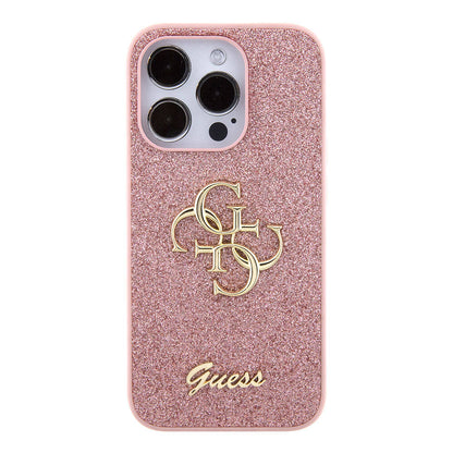 iPhone 15 Pro Kılıf Guess Orjinal Lisanslı 4G Büyük Metal Logolu Glitter Kapak