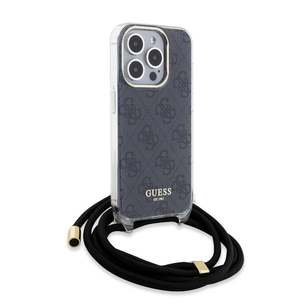 iPhone 15 Pro Kılıf Guess Orjinal Lisanslı Çapraz Kordon 4G Desenli Kapak
