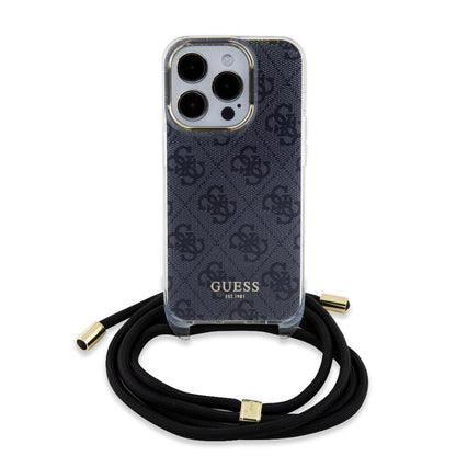 iPhone 15 Pro Kılıf Guess Orjinal Lisanslı Çapraz Kordon 4G Desenli Kapak