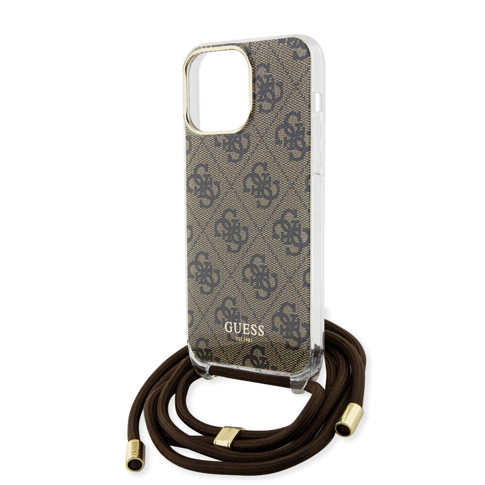iPhone 15 Pro Kılıf Guess Orjinal Lisanslı Çapraz Kordon 4G Desenli Kapak