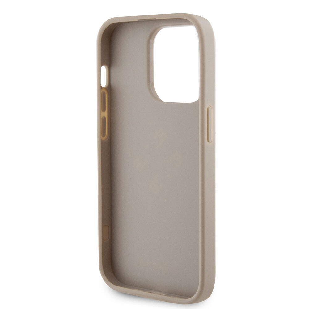 iPhone 15 Pro Kılıf Guess Orjinal Lisanslı Delikli Yazı ve 4G Glitter Büyük Metal Logolu Kapak