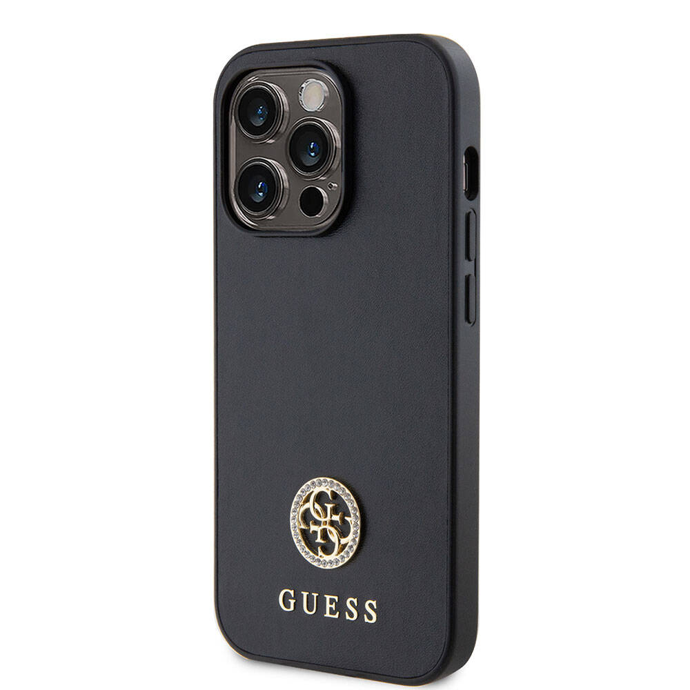 iPhone 15 Pro Kılıf Guess Orjinal Lisanslı Deri 4G Metal Logo Strass Kapak
