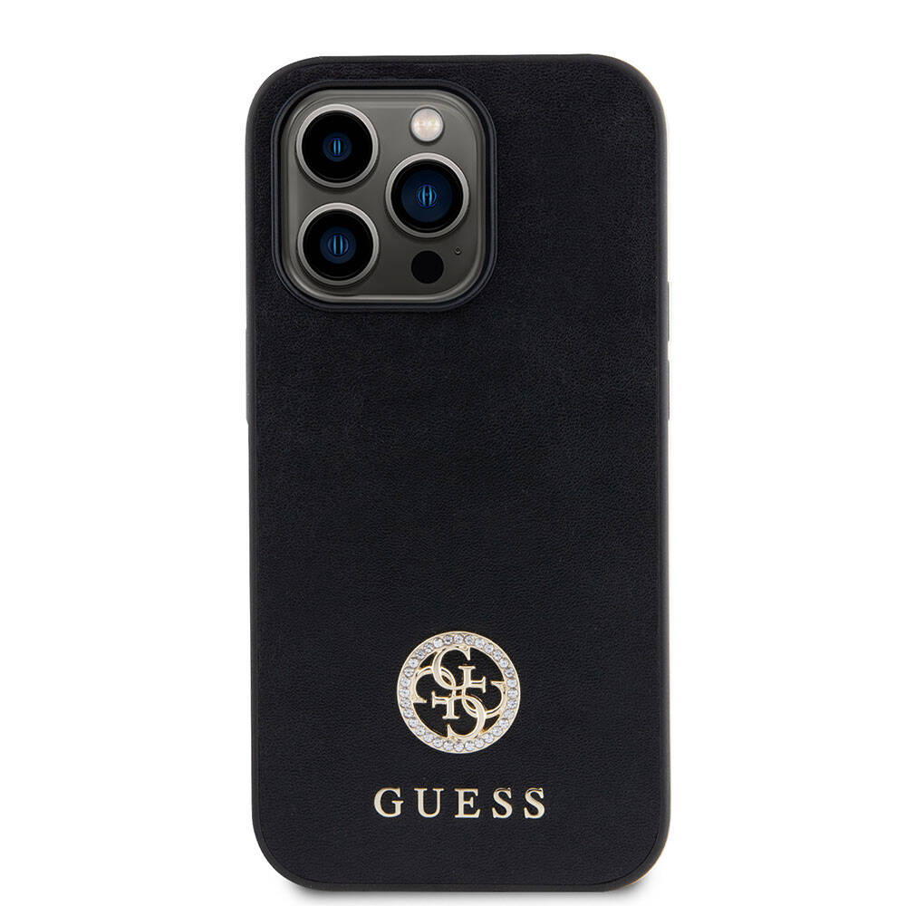 iPhone 15 Pro Kılıf Guess Orjinal Lisanslı Deri 4G Metal Logo Strass Kapak