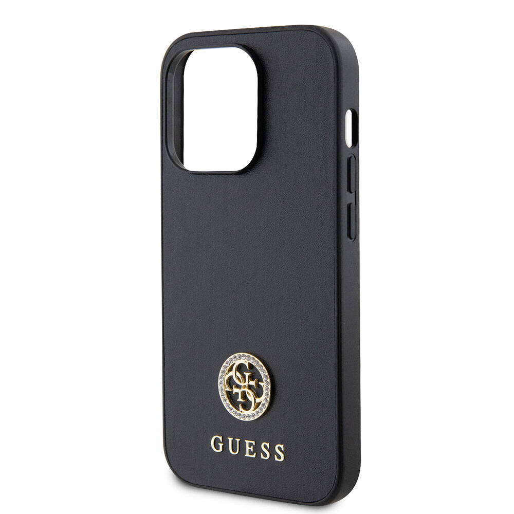 iPhone 15 Pro Kılıf Guess Orjinal Lisanslı Deri 4G Metal Logo Strass Kapak