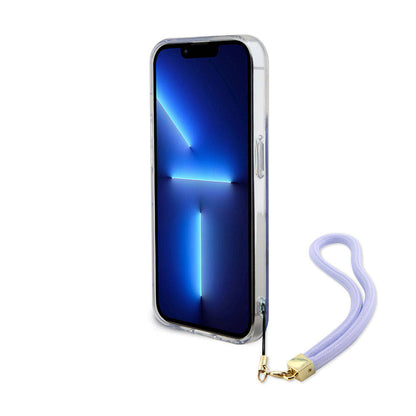 iPhone 15 Pro Kılıf Guess Orjinal Lisanslı Desenli Yazı Logolu Askı İpli Holografik Glitter Peony Kapak