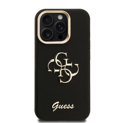 iPhone 15 Pro Kılıf Guess Orjinal Lisanslı Grained Yazı Logolu Kamera Standlı Kapak