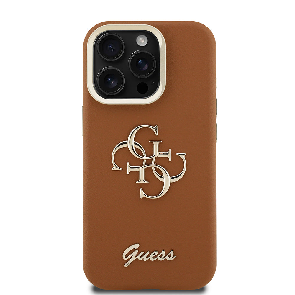 iPhone 15 Pro Kılıf Guess Orjinal Lisanslı Grained Yazı Logolu Kamera Standlı Kapak