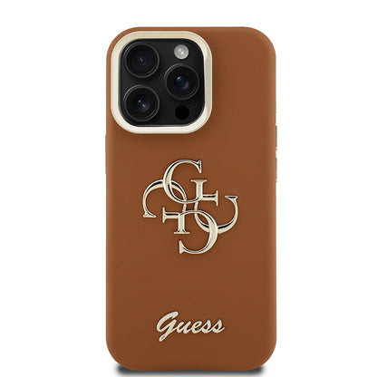 iPhone 15 Pro Kılıf Guess Orjinal Lisanslı Grained Yazı Logolu Kamera Standlı Kapak