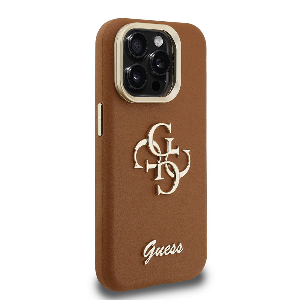 iPhone 15 Pro Kılıf Guess Orjinal Lisanslı Grained Yazı Logolu Kamera Standlı Kapak