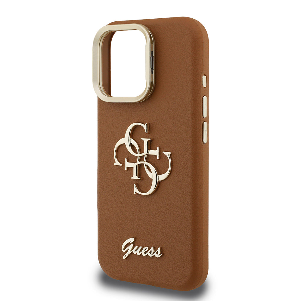 iPhone 15 Pro Kılıf Guess Orjinal Lisanslı Grained Yazı Logolu Kamera Standlı Kapak