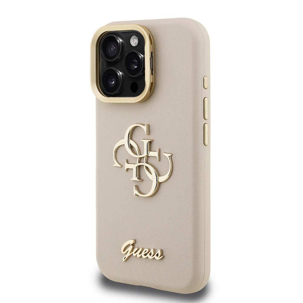 iPhone 15 Pro Kılıf Guess Orjinal Lisanslı Grained Yazı Logolu Kamera Standlı Kapak