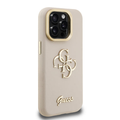 iPhone 15 Pro Kılıf Guess Orjinal Lisanslı Grained Yazı Logolu Kamera Standlı Kapak