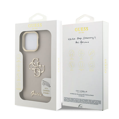 iPhone 15 Pro Kılıf Guess Orjinal Lisanslı Grained Yazı Logolu Kamera Standlı Kapak