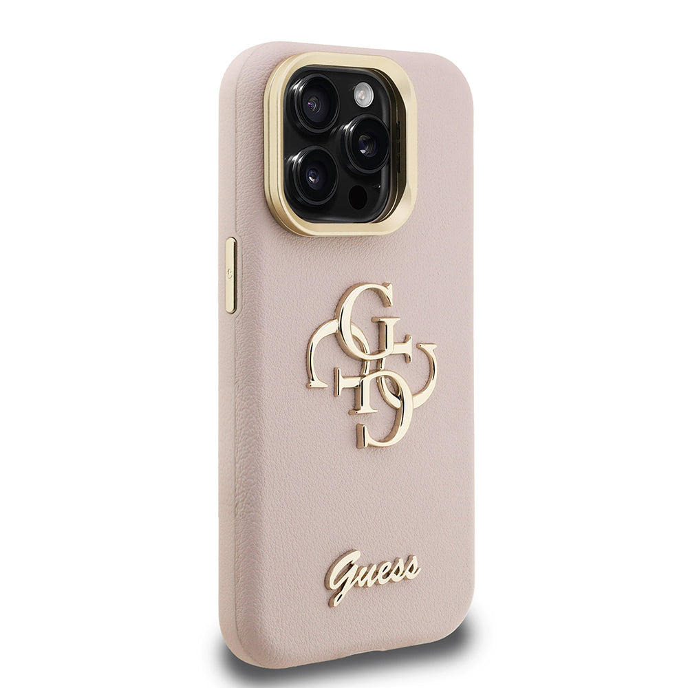 iPhone 15 Pro Kılıf Guess Orjinal Lisanslı Grained Yazı Logolu Kamera Standlı Kapak