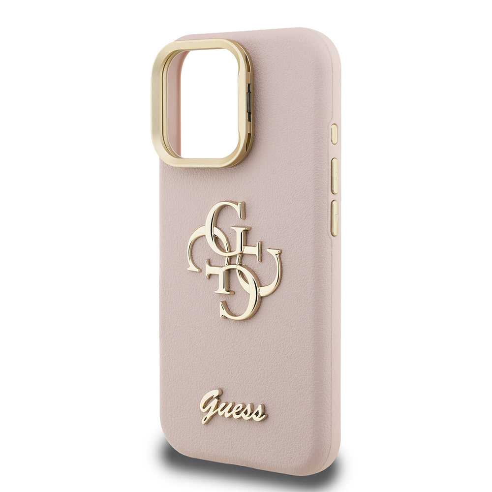 iPhone 15 Pro Kılıf Guess Orjinal Lisanslı Grained Yazı Logolu Kamera Standlı Kapak