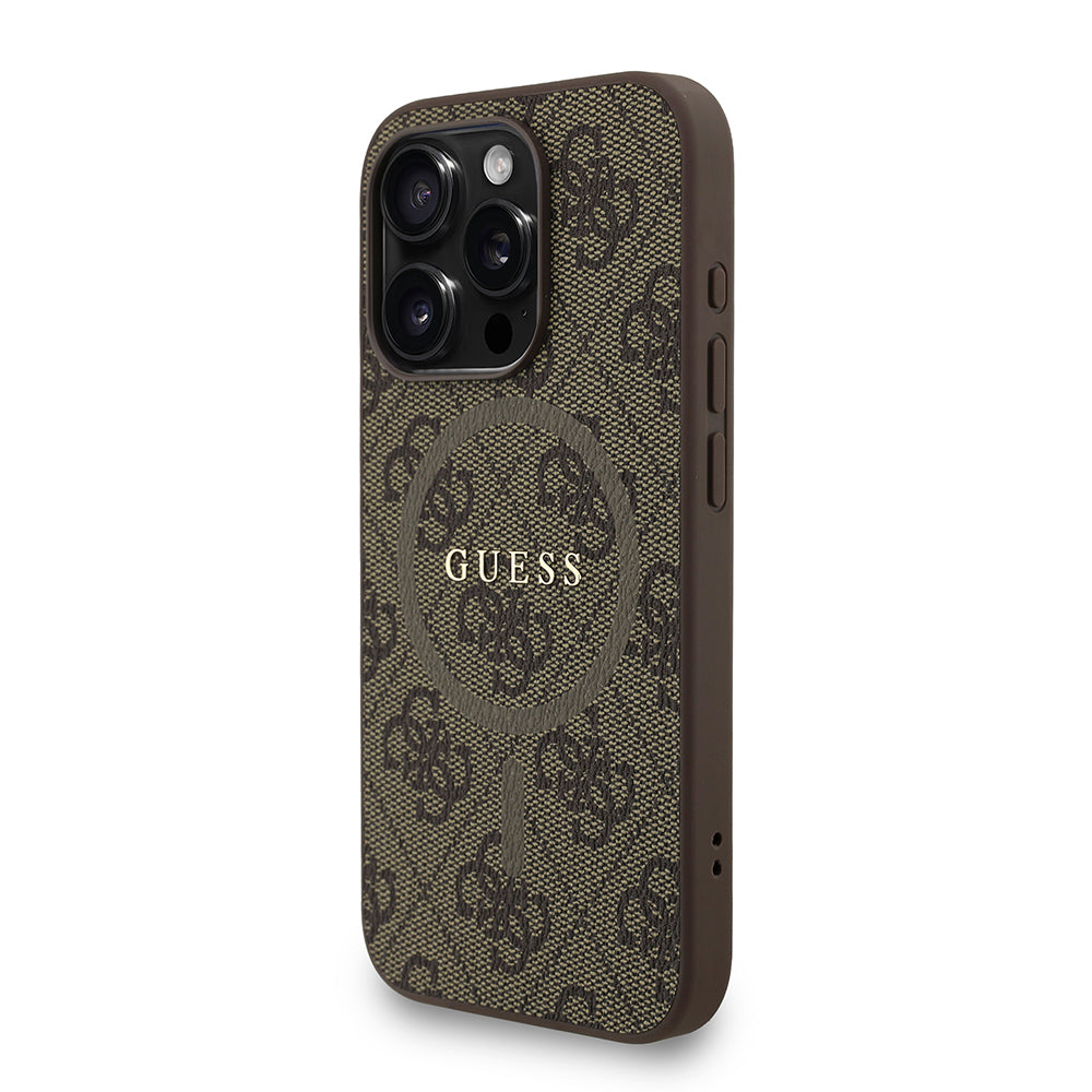 iPhone 15 Pro Kılıf Guess Orjinal Lisanslı M-safe Şarj Özellikli PU Deri Bilek Askı İpli Yazı Logolu Kapak