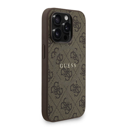 iPhone 15 Pro Kılıf Guess Orjinal Lisanslı M-safe Şarj Özellikli PU Deri Bilek Askı İpli Yazı Logolu Kapak